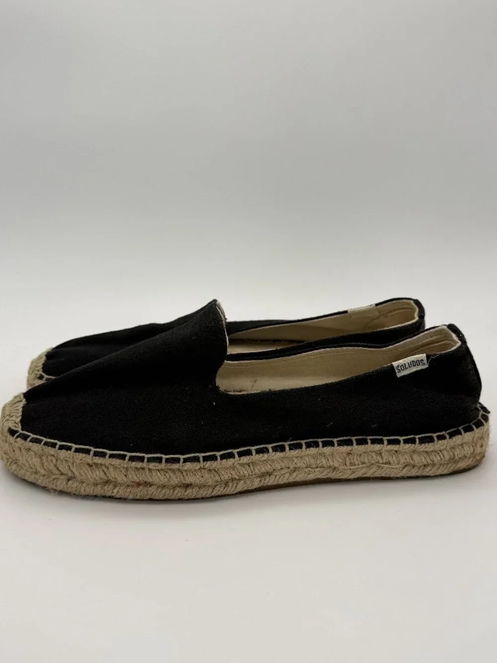 Soludos The Dali Original Espadrille Black Canvas Flats Size 11